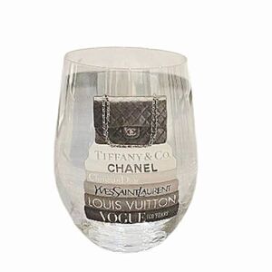 Amanda Greenwood Chanel, Louis Vuitton Bookstack Designer Logo Wine Glass